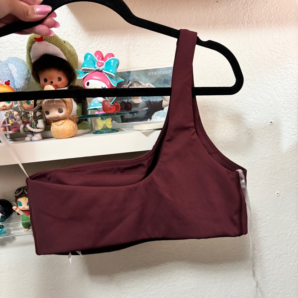 OFFLINE By Aerie The Hugger One Shoulder Sports Bra Royal Berry Size Small - Picture 2 of 4